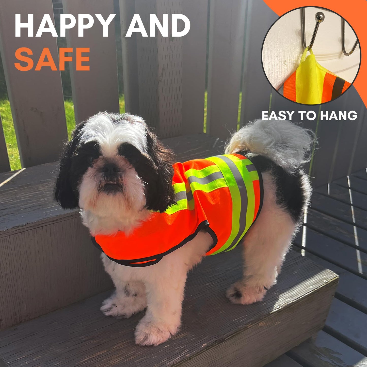 BUDDY GLOW Water-Resistant High-Visibility Dog Vest, Hi Visibility Orange, Small