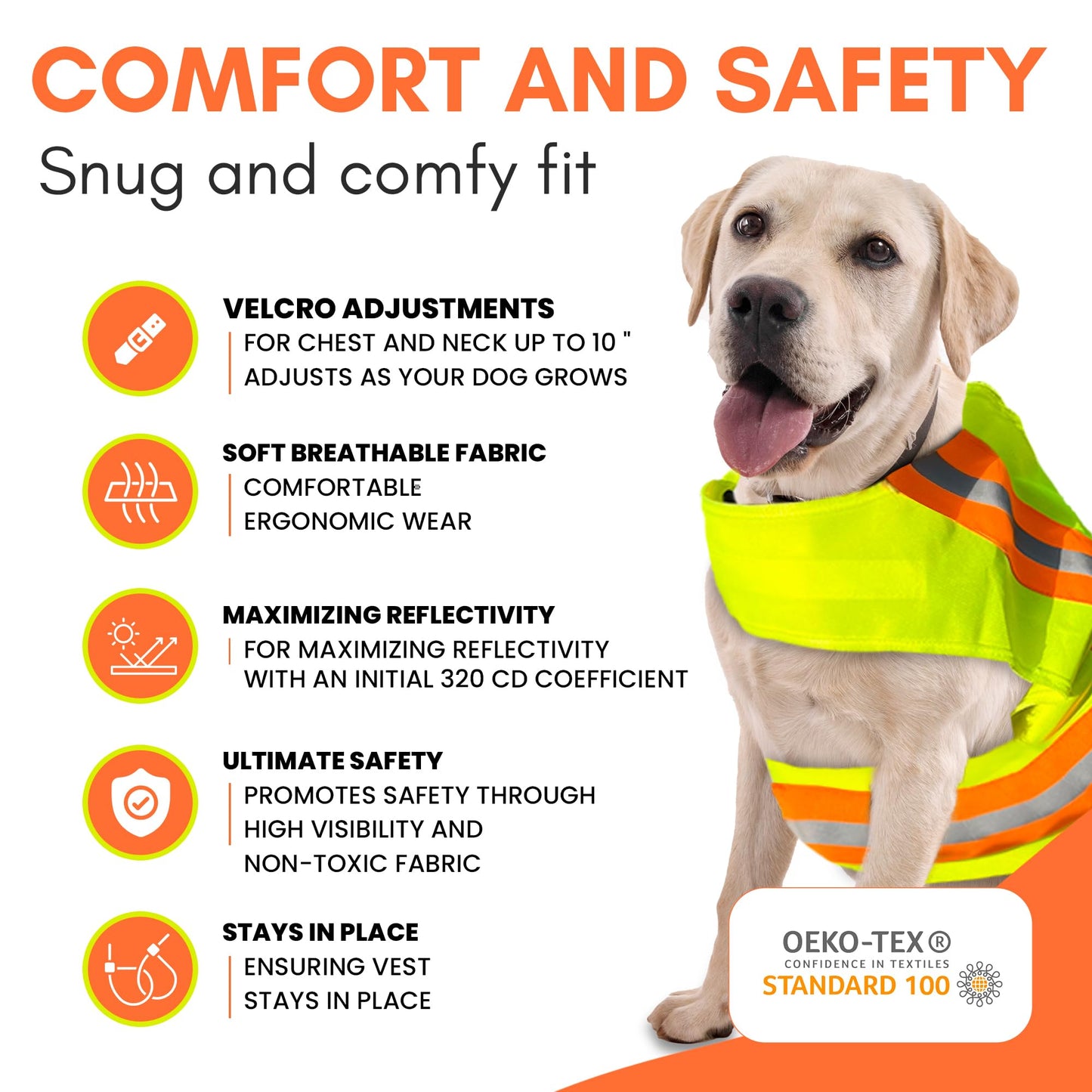 BUDDY GLOW Extra Lightweight Breathable Reflective Dog Vest, Hivis Yellow, Large