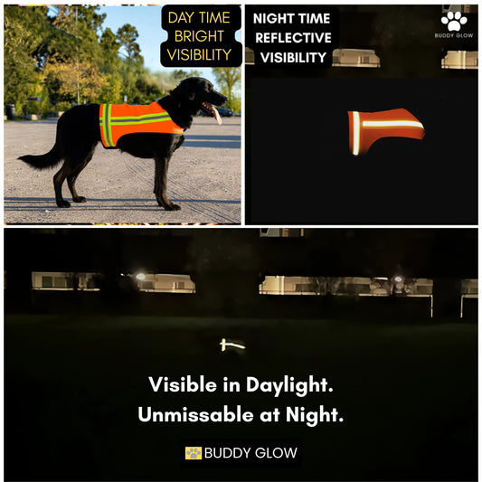 Reflective Dog Vest - Hi-Vis Orange, Lightweight & Water-Resistant