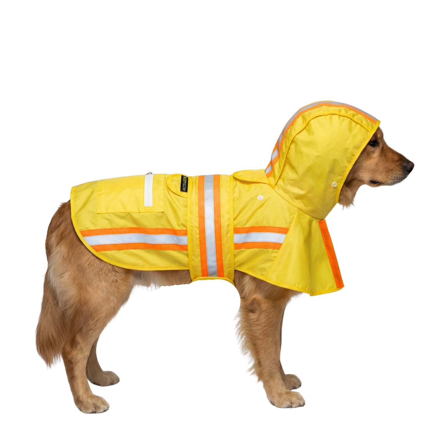 Waterproof Dog Raincoat with Two-Tone Reflective Trim, Seam-Sealed Full-Body Rain Jacket Dry Suit for XSmall to Large Dogs – Yellow