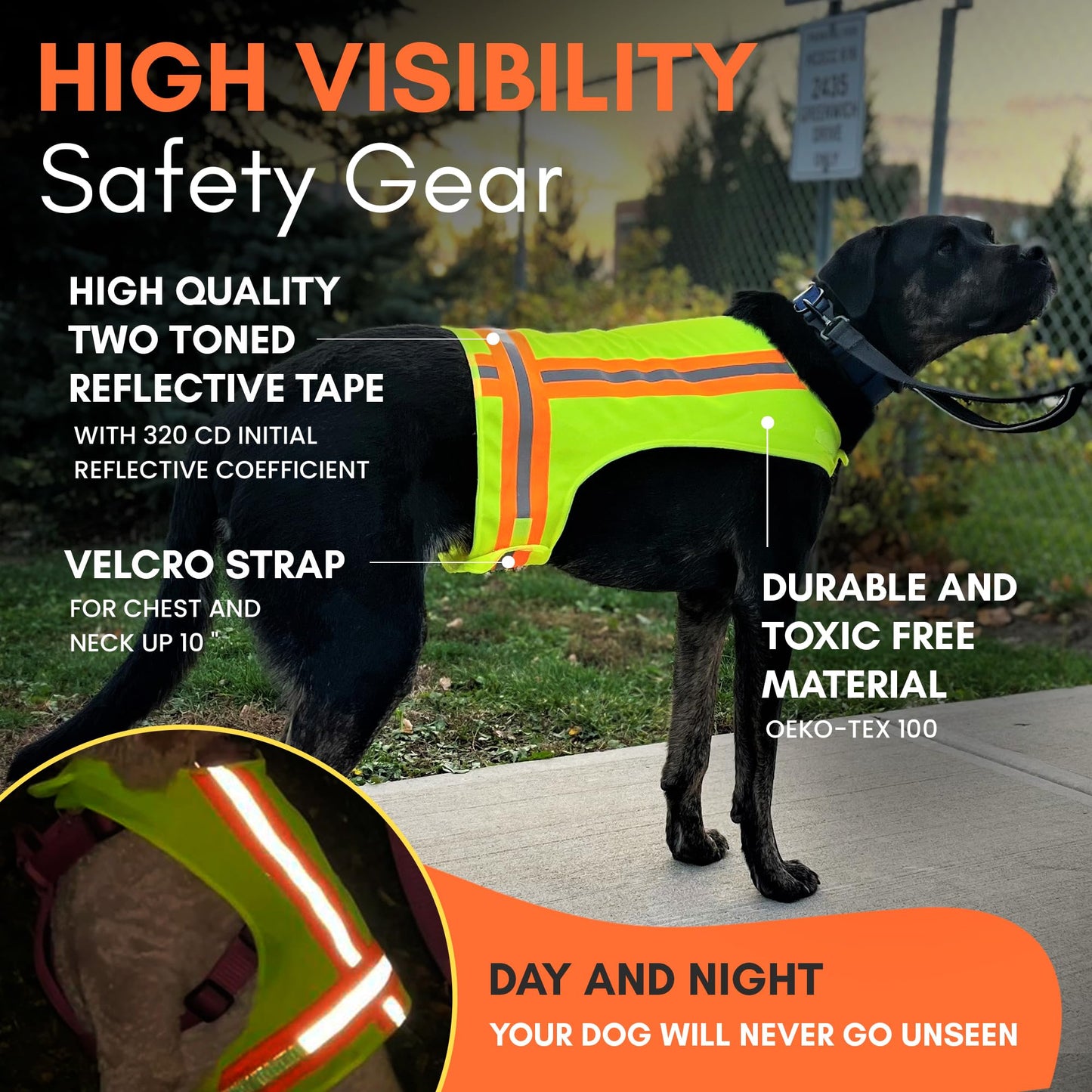 BUDDY GLOW Extra Lightweight Breathable Reflective Dog Vest, Hivis Yellow, Large