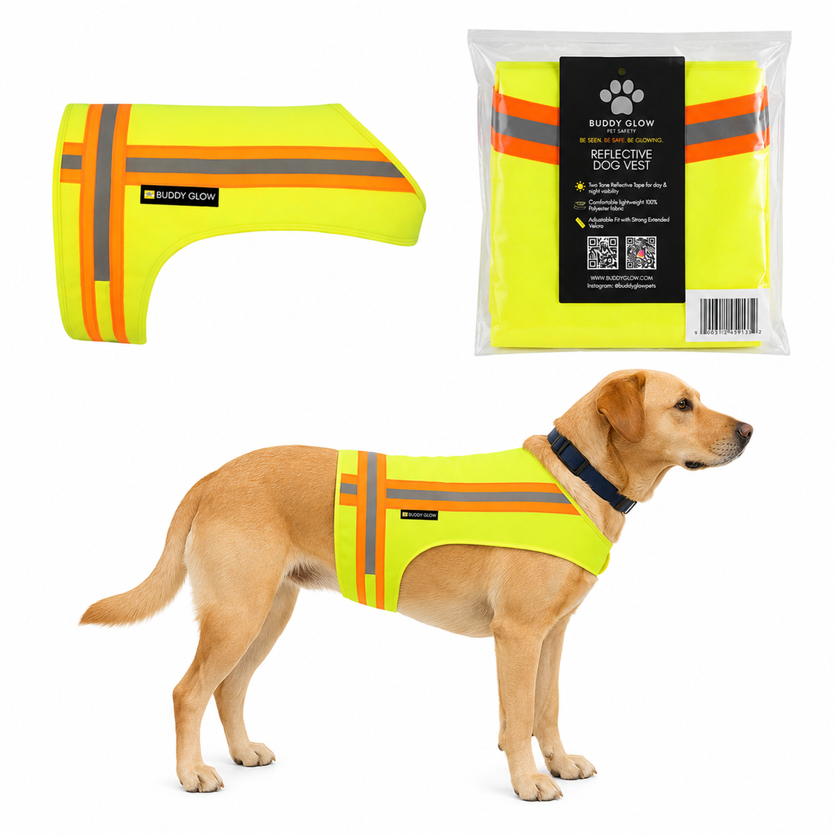Reflective Dog Vest - Hi-Vis Yellow, Lightweight & Breathable