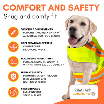 BUDDY GLOW Extra Lightweight Breathable Reflective Dog Vest, Hivis Yellow, Large