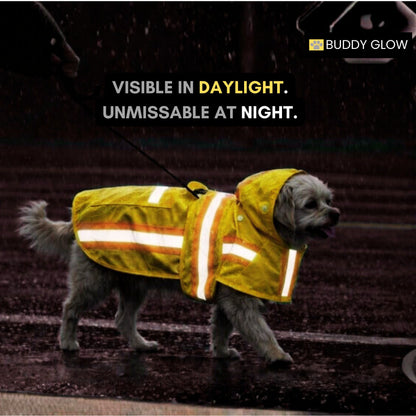 Waterproof Dog Raincoat with Two-Tone Reflective Trim, Seam-Sealed Full-Body Rain Jacket Dry Suit for XSmall to Large Dogs – Yellow