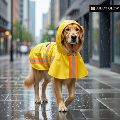 Waterproof Dog Raincoat with Two-Tone Reflective Trim, Seam-Sealed Full-Body Rain Jacket Dry Suit for XSmall to Large Dogs – Yellow
