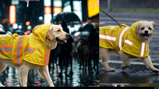 Waterproof Dog Raincoat with Two-Tone Reflective Trim, Seam-Sealed Full-Body Rain Jacket Dry Suit for XSmall to Large Dogs – Yellow