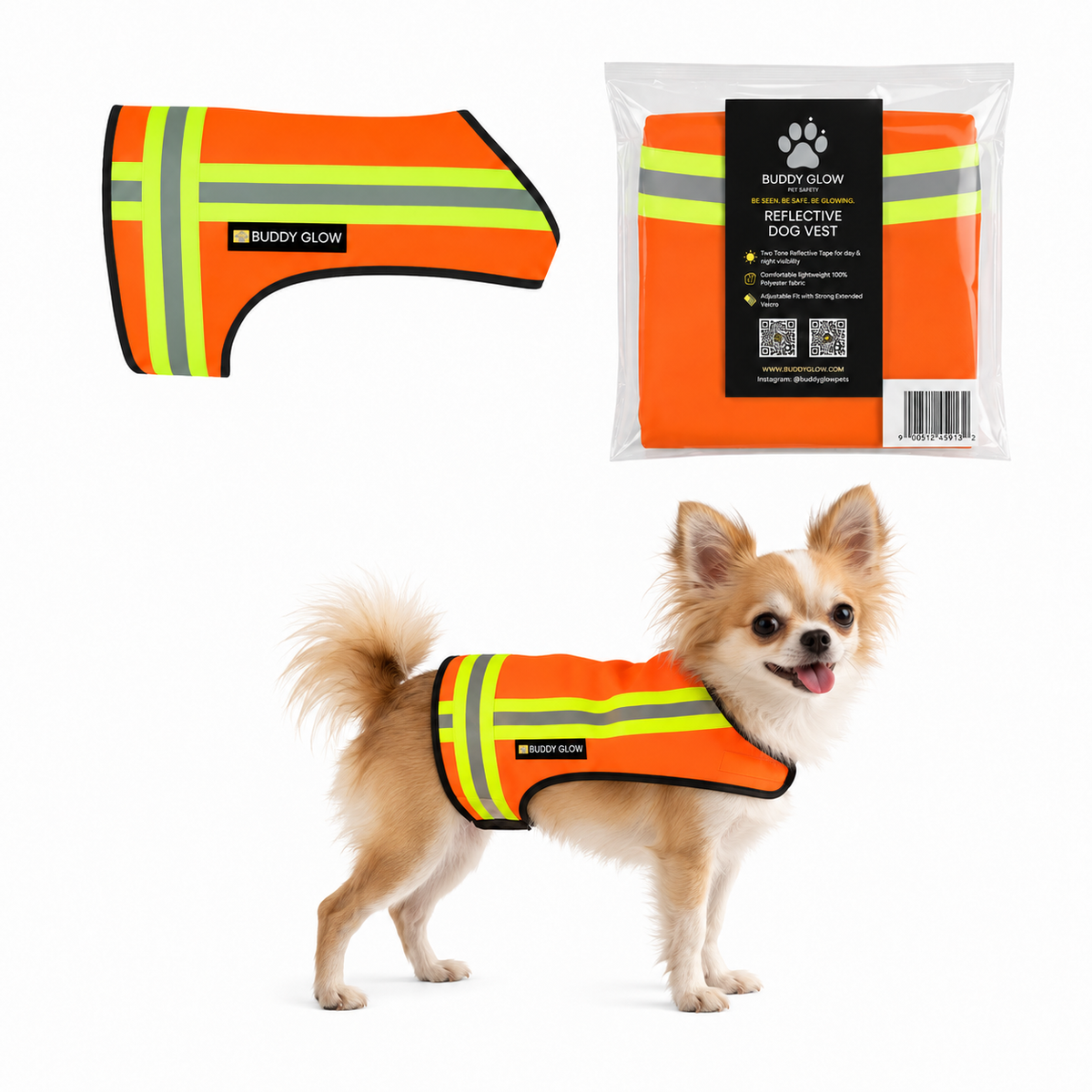 Reflective Dog Vest - Hi-Vis Orange, Lightweight & Water-Resistant