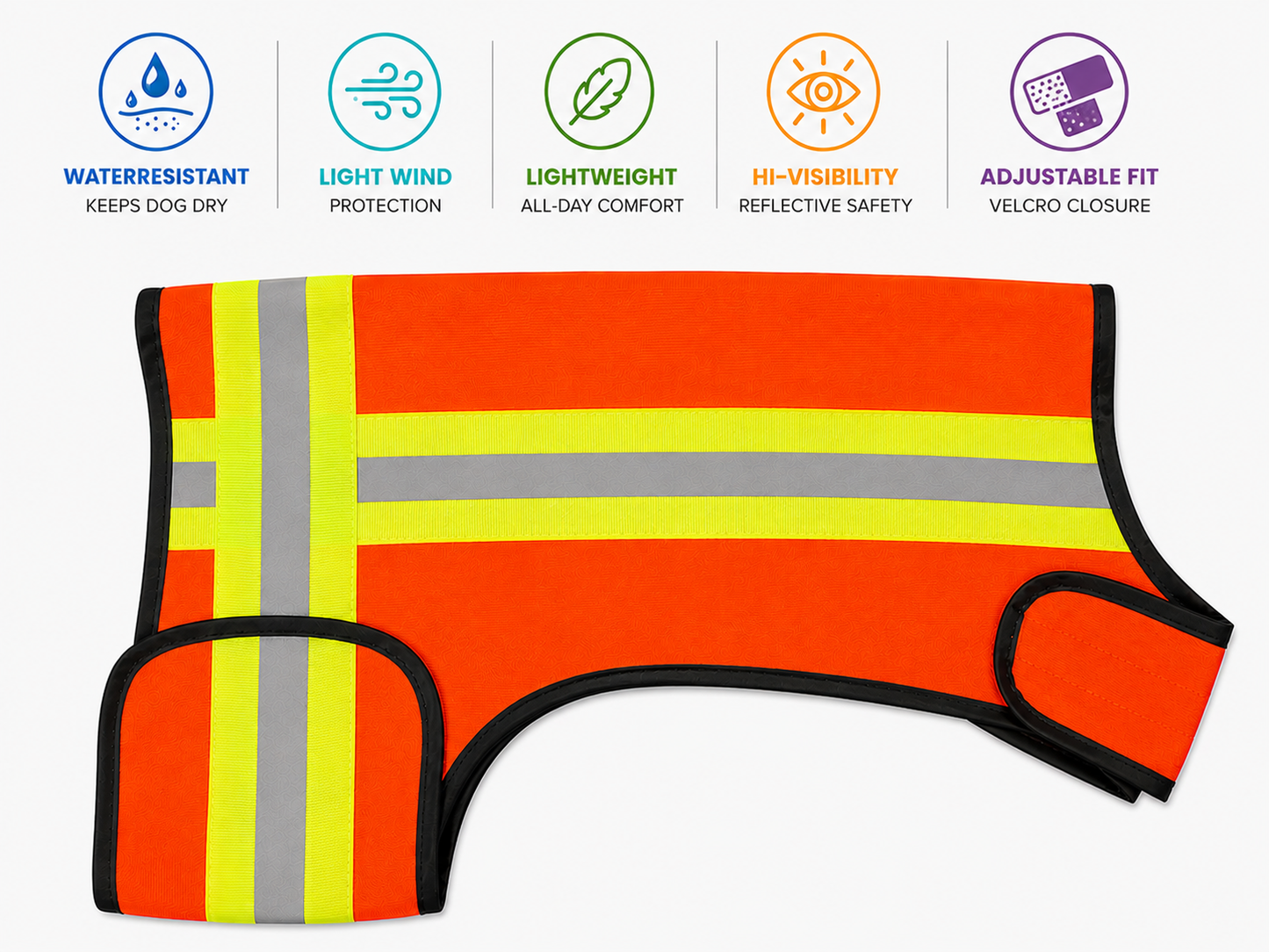 Reflective Dog Vest - Hi-Vis Orange, Lightweight & Water-Resistant