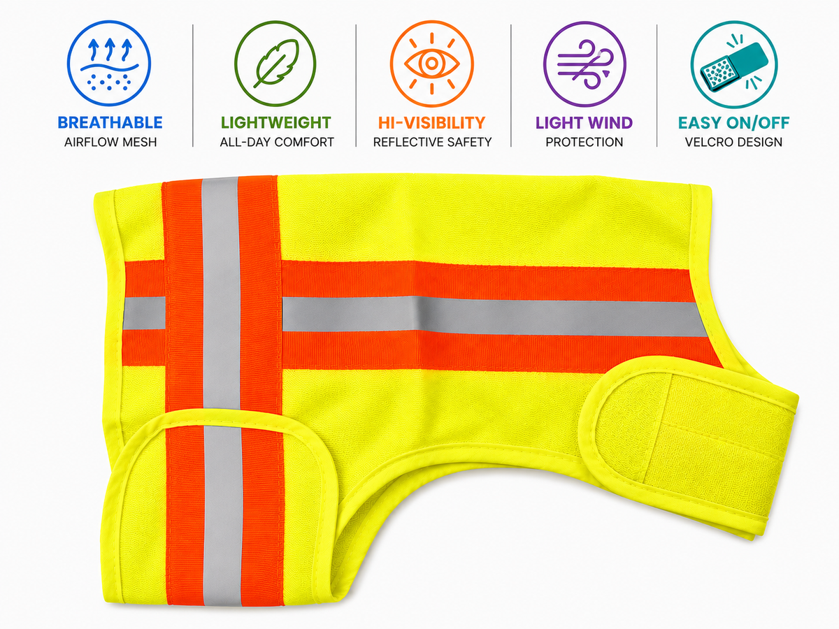 Reflective Dog Vest - Hi-Vis Yellow, Lightweight & Breathable