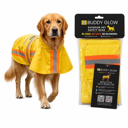 Waterproof Dog Raincoat with Two-Tone Reflective Trim, Seam-Sealed Full-Body Rain Jacket Dry Suit for XSmall to Large Dogs – Yellow