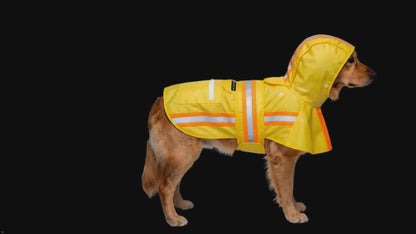 Waterproof Dog Raincoat with Two-Tone Reflective Trim, Seam-Sealed Full-Body Rain Jacket Dry Suit for XSmall to Large Dogs – Yellow